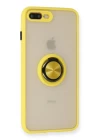 iPhone 7 Plus Kılıf Montreal Yüzüklü Silikon Kapak - Sarı