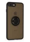 iPhone 7 Plus Kılıf Montreal Yüzüklü Silikon Kapak - Siyah