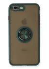 iPhone 7 Plus Kılıf Montreal Yüzüklü Silikon Kapak - Yeşil