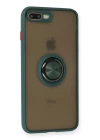 iPhone 7 Plus Kılıf Montreal Yüzüklü Silikon Kapak - Yeşil