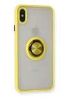 iPhone X Kılıf Montreal Yüzüklü Silikon Kapak - Sarı