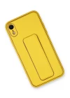 iPhone XR Kılıf Coco Deri Standlı Kapak - Sarı