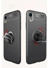 iPhone XR Kılıf Range Yüzüklü Silikon - Siyah-Gold