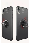 iPhone XR Kılıf Range Yüzüklü Silikon - Siyah-Kırmızı
