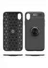 iPhone XR Kılıf Range Yüzüklü Silikon - Siyah-Kırmızı
