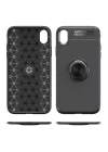 iPhone XR Kılıf Range Yüzüklü Silikon - Siyah-Mavi