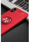 iPhone XS Kılıf Range Yüzüklü Silikon - Kırmızı