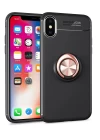 iPhone XS Kılıf Range Yüzüklü Silikon - Siyah-Gold