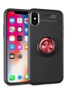 iPhone XS Kılıf Range Yüzüklü Silikon - Siyah-Kırmızı