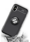 iPhone XS Kılıf Range Yüzüklü Silikon - Siyah-Kırmızı
