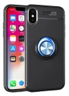 iPhone XS Kılıf Range Yüzüklü Silikon - Siyah-Mavi