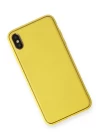 iPhone XS Max Kılıf Coco Deri Silikon Kapak - Sarı