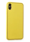 iPhone XS Max Kılıf Coco Deri Silikon Kapak - Sarı