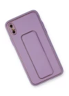 iPhone XS Max Kılıf Coco Deri Standlı Kapak - Koyu Lila