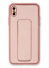 iPhone XS Max Kılıf Coco Deri Standlı Kapak - Pembe