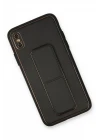 iPhone XS Max Kılıf Coco Deri Standlı Kapak - Siyah