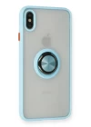 iPhone XS Max Kılıf Montreal Yüzüklü Silikon Kapak - Buz Mavi