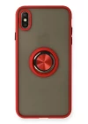 iPhone XS Max Kılıf Montreal Yüzüklü Silikon Kapak - Kırmızı