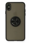 iPhone XS Max Kılıf Montreal Yüzüklü Silikon Kapak - Siyah