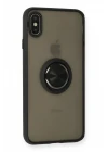iPhone XS Max Kılıf Montreal Yüzüklü Silikon Kapak - Siyah