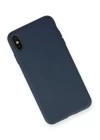 iPhone XS Max Kılıf Nano içi Kadife Silikon - Lacivert