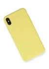 iPhone XS Max Kılıf Nano içi Kadife Silikon - Mat Sarı