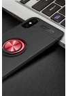 iPhone XS Max Kılıf Range Yüzüklü Silikon - Siyah-Kırmızı