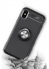 iPhone XS Max Kılıf Range Yüzüklü Silikon - Siyah-Kırmızı