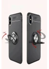 iPhone XS Max Kılıf Range Yüzüklü Silikon - Siyah-Mavi