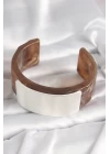 Kahverengi Mermer Desen Akrilik Plastik Gümüş Dikdörtgen Plaka Vintage Kadın Bilezik - TJ-BB6676
