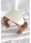 Kahverengi Mermer Desen Akrilik Plastik Gümüş Oval Plaka Model Vintage Kadın Bilezik - TJ-BB6674