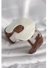 Kahverengi Mermer Desen Akrilik Plastik Gümüş Plaka Model Vintage Kadın Bilezik - TJ-BB6668