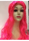 Neon Pembe Renk Örgülü Helen Karakter Peruğu Takma Saç