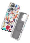 Onegif iPhone 16 Flower Series Magsafe Kapak - Beyaz