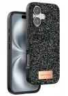 Onegif iPhone 16 Plus Bright Simli Kapak - Siyah