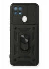 Oppo A15 Kılıf Pars Lens Yüzüklü Silikon - Siyah