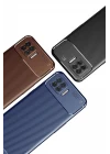 Oppo A73 Kılıf Auto Focus Karbon Kapak - Kahverengi
