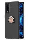 Oppo Find X2 Kılıf Range Yüzüklü Silikon - Siyah-Gold