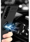 Oppo Find X2 Kılıf Range Yüzüklü Silikon - Siyah-Kırmızı