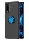 Oppo Find X2 Kılıf Range Yüzüklü Silikon - Siyah-Mavi