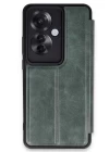 Oppo Reno 11F Kılıf Flip Cover - Koyu Yeşil