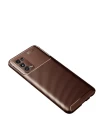 Oppo Reno 5 Kılıf Auto Focus Karbon Kapak - Kahverengi