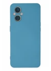 Oppo Reno 7 Lite Kılıf Nano içi Kadife Silikon - Mavi