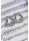 Pirinç Gold Gümüş Renkli Oval Çoklu Görünümlü Küpe - TJ-BKP9223