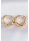 Pirinç Gold Renk Asimetrik Kıvrım Küpe - TJ-BKP8974