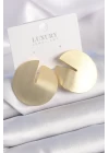 Pirinç Gold Renk Daire Plaka Model Kadın Küpe - TJ-BKP9525