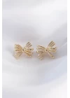 Pirinç Gold Renk Fiyonk Küpe - TJ-BKP8930