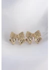 Pirinç Gold Renk Fiyonk Küpe - TJ-BKP8942