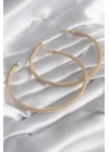 Pirinç Gold Renk Hasır Halka Model Zirkon Taş Detay Kadın Küpe - TJ-BKP8505