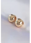 Pirinç Gold Renk İçi Boş Minimal Topçuk Küpe - TJ-BKP8984
